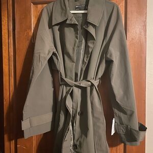 Dark green, ASOS trench coat.